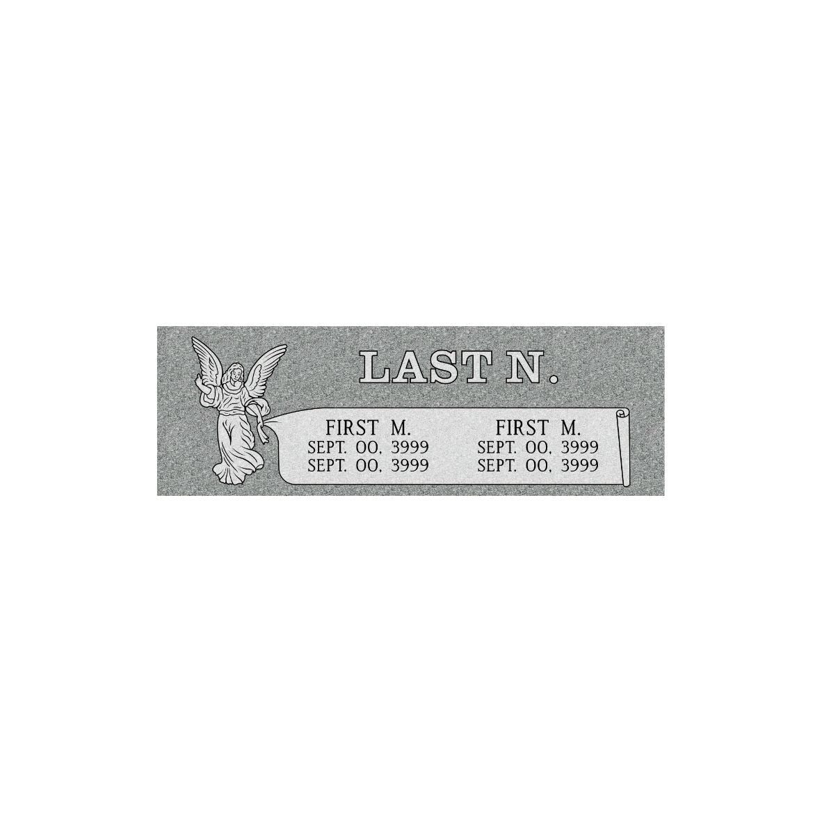 Medium Double Flat Cemetery Marker 42"x14"- (TWO PEOPLE)(additional designs available)