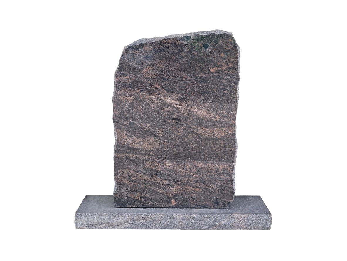 Emerson Monument Company Alto Boulder Headstone Memorial in Rustic Brown Granite
