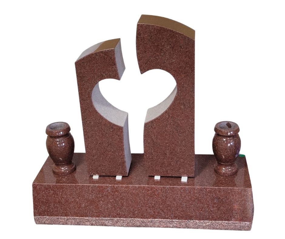 Emerson Monument Company Air Heart Memorial Headstone in India Red Granite
