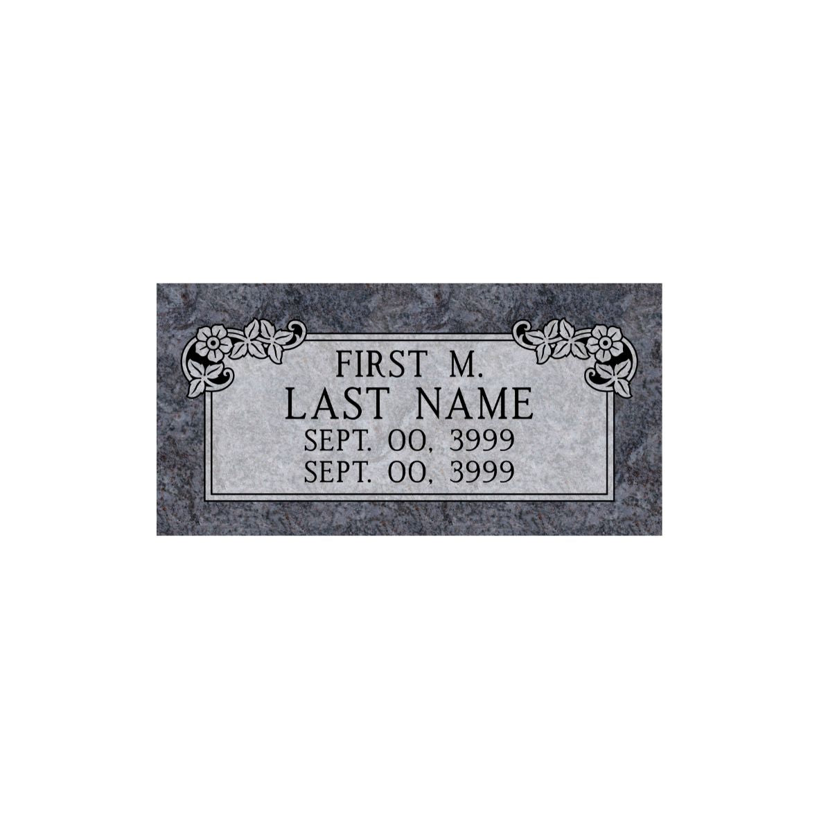 Emerson Monument Company Bahama Blue Granite Memorial Headstone Marker with Flowers