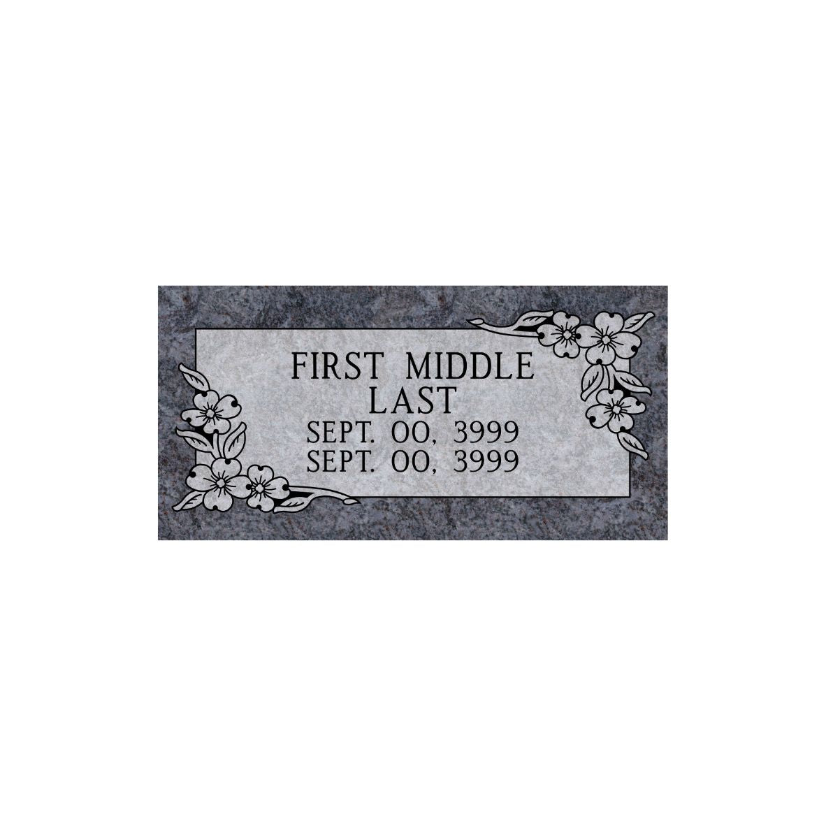 Emerson Monument Company Bahama Blue Granite Memorial Marker Headstone with Dogwoods
