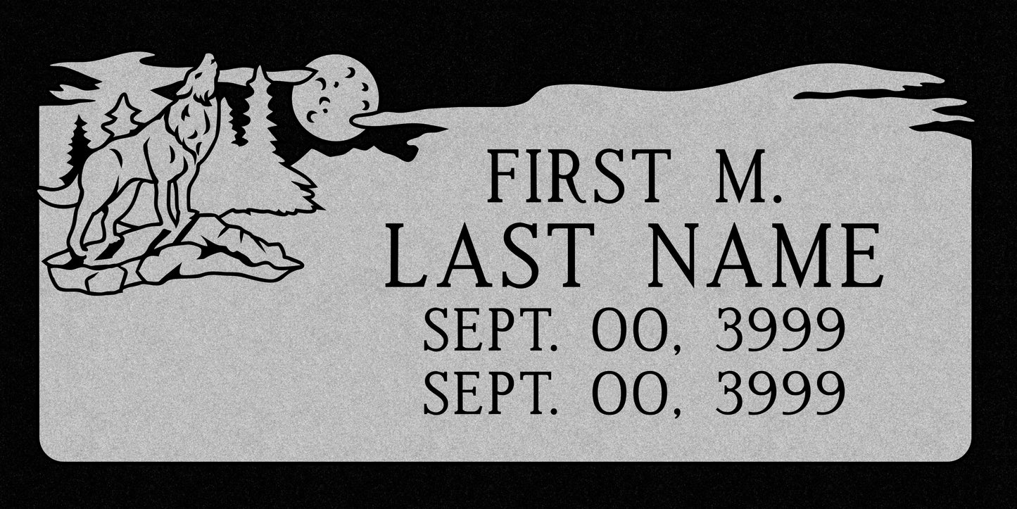 Emerson Monument Company Flat Single Marker Design Howling at the Moon