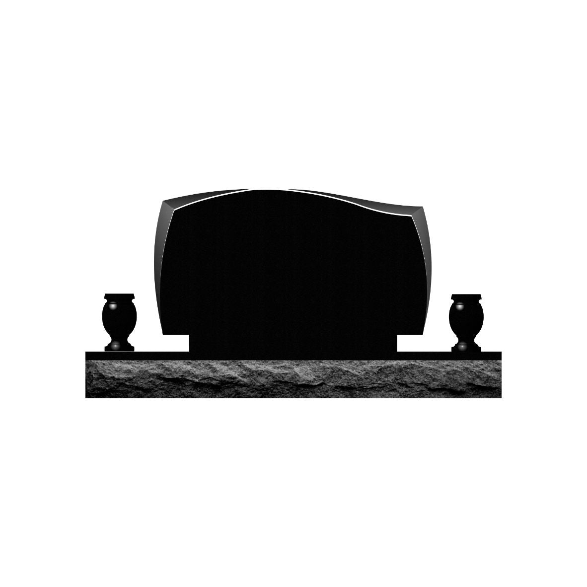 Emerson Monument Company Black Granite Upright The Wave Cemetery Headstone Memorial with Vases