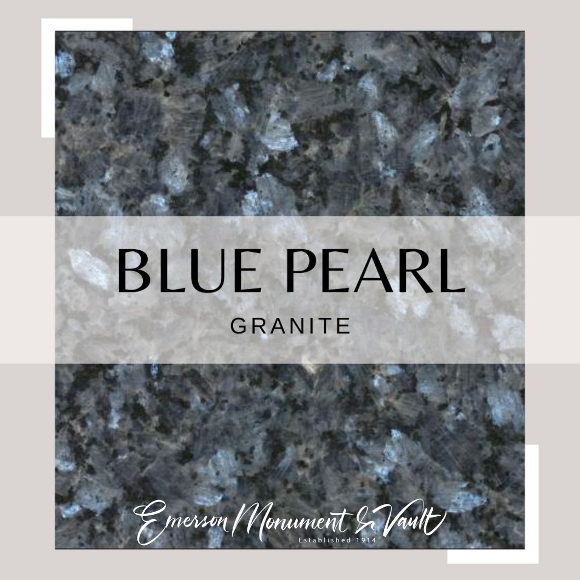 Emerson Monument Company Blue Pearl Granite Cemetery Memorial Headstone Sample
