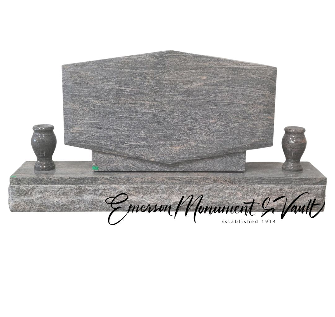 Emerson Monument Company Diamond Cemetery Memorial Headstone in Paradisio Granite