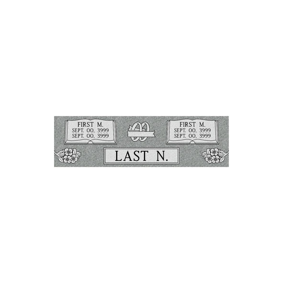 Standard Double Flat Cemetery Marker 48" x 14"- (TWO PEOPLE)(additional designs available)