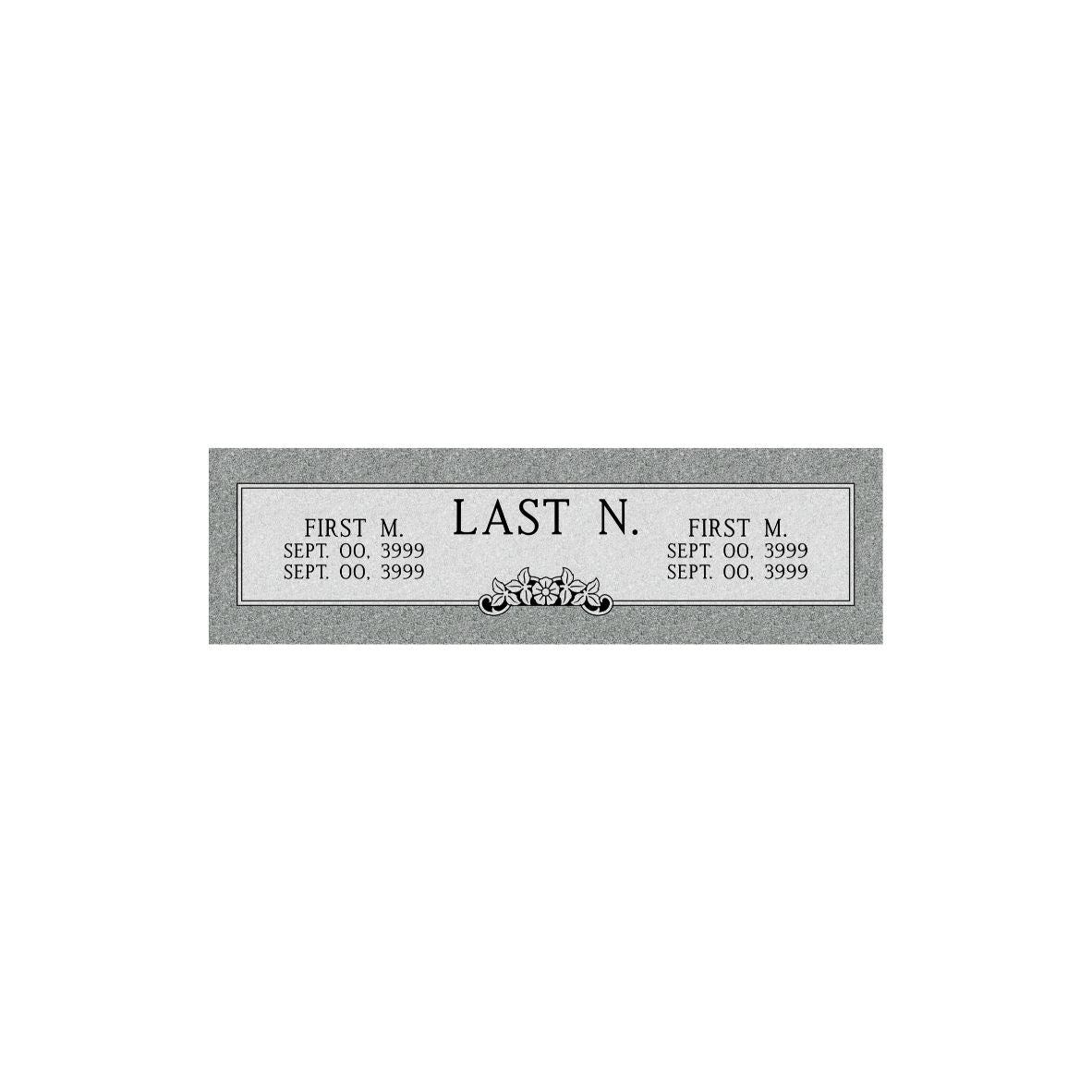 Standard Double Flat Cemetery Marker 48" x 14"- (TWO PEOPLE)(additional designs available)