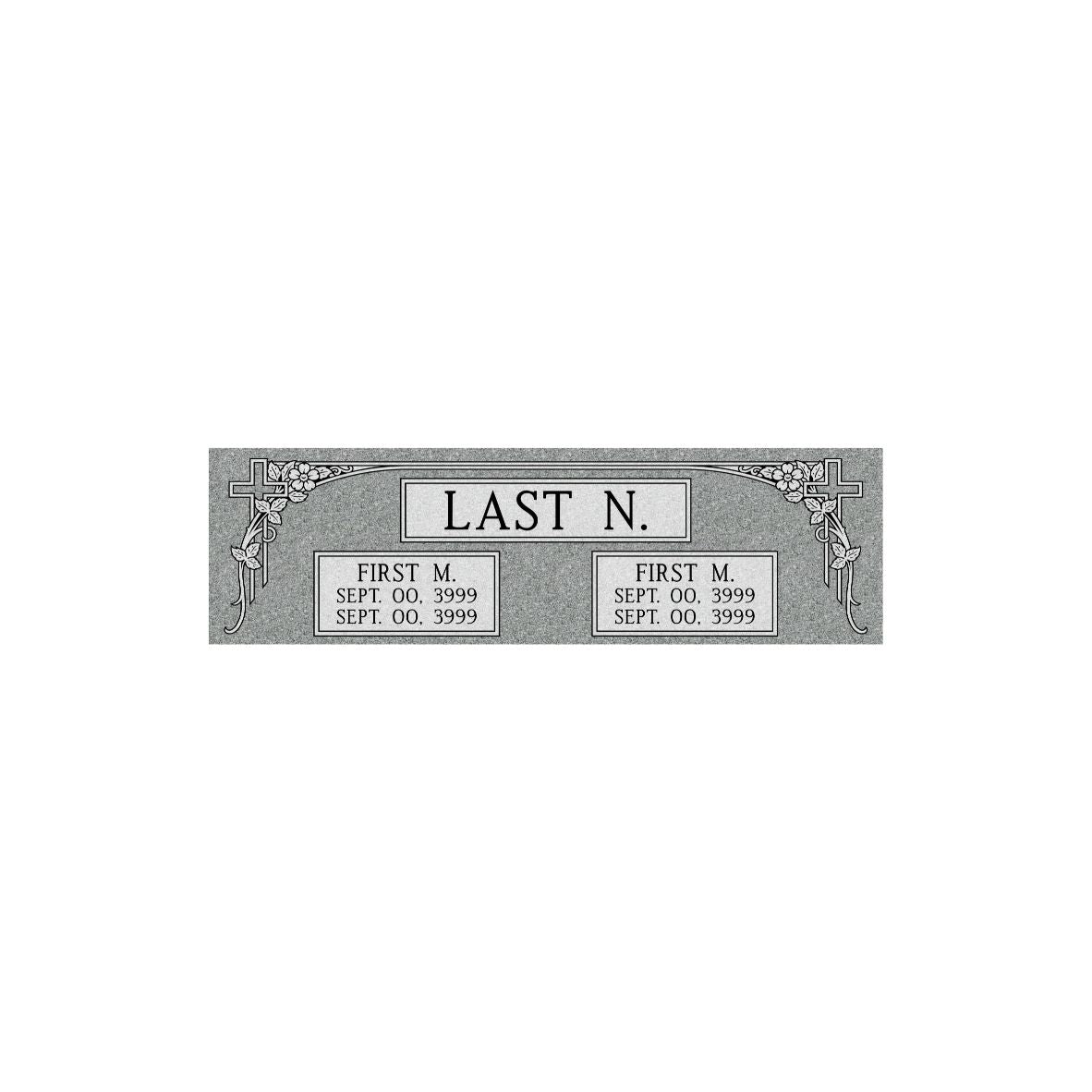 Standard Double Flat Cemetery Marker 48" x 14"- (TWO PEOPLE)(additional designs available)