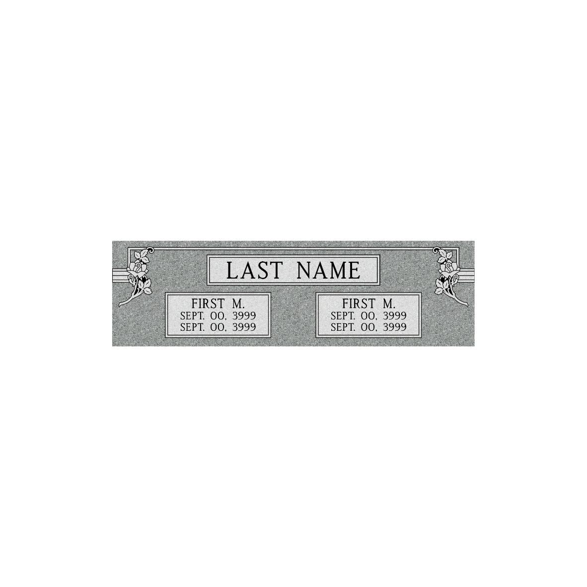 Standard Double Flat Cemetery Marker 48" x 14"- (TWO PEOPLE)(additional designs available)