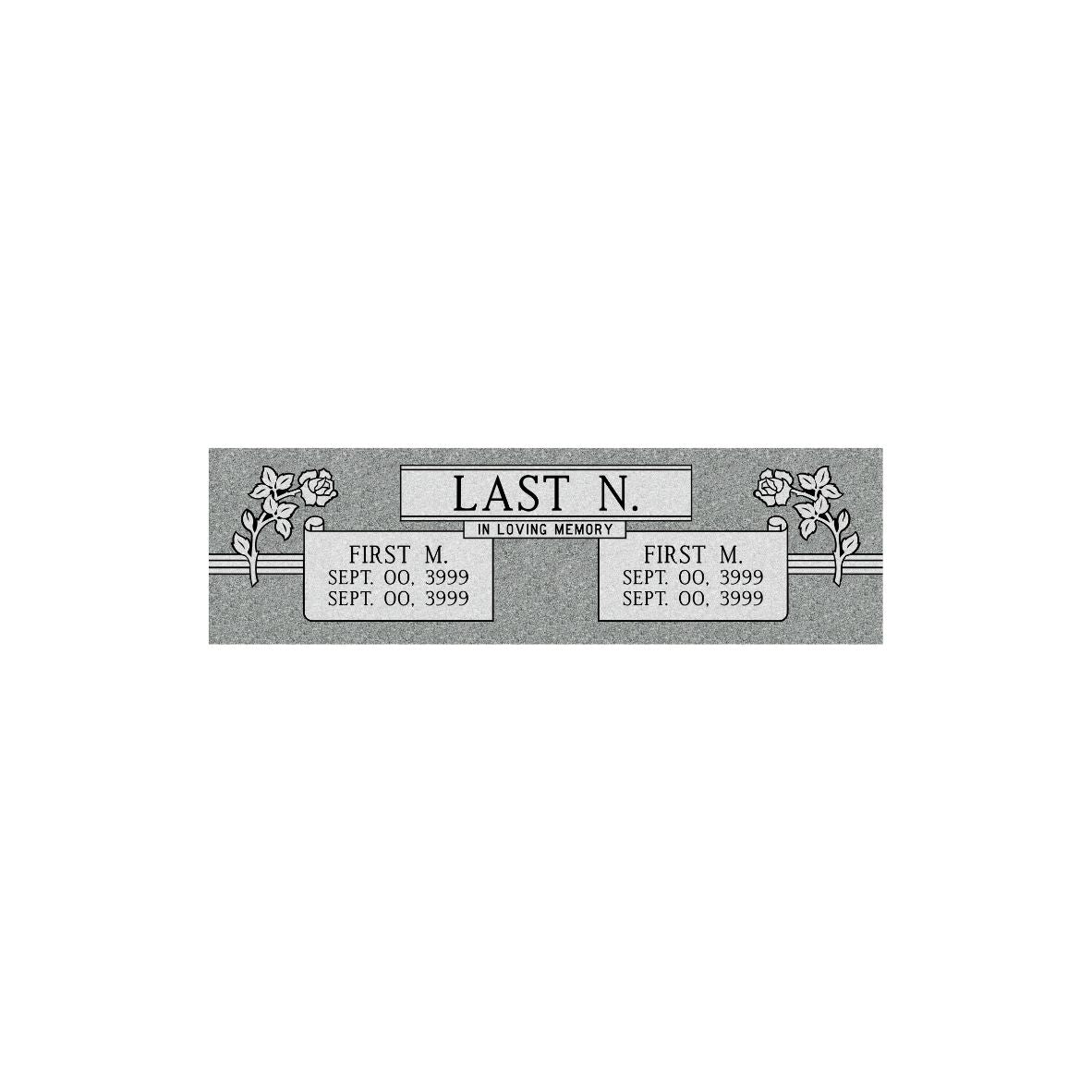 Standard Double Flat Cemetery Marker 48" x 14"- (TWO PEOPLE)(additional designs available)
