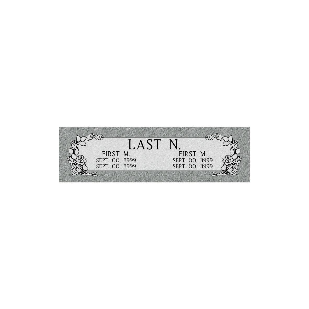 Standard Double Flat Cemetery Marker 48" x 14"- (TWO PEOPLE)(additional designs available)