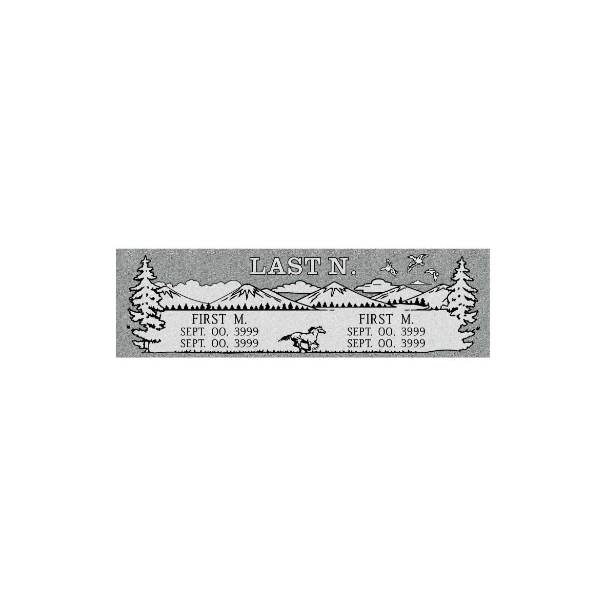 Standard Double Flat Cemetery Marker 48" x 14"- (TWO PEOPLE)(additional designs available)