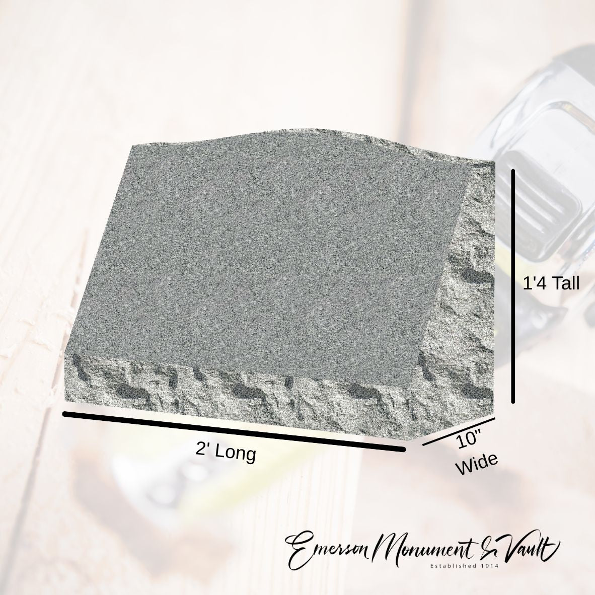Emerson Monument Company Gray Granite 2' Slant Sizing Guide