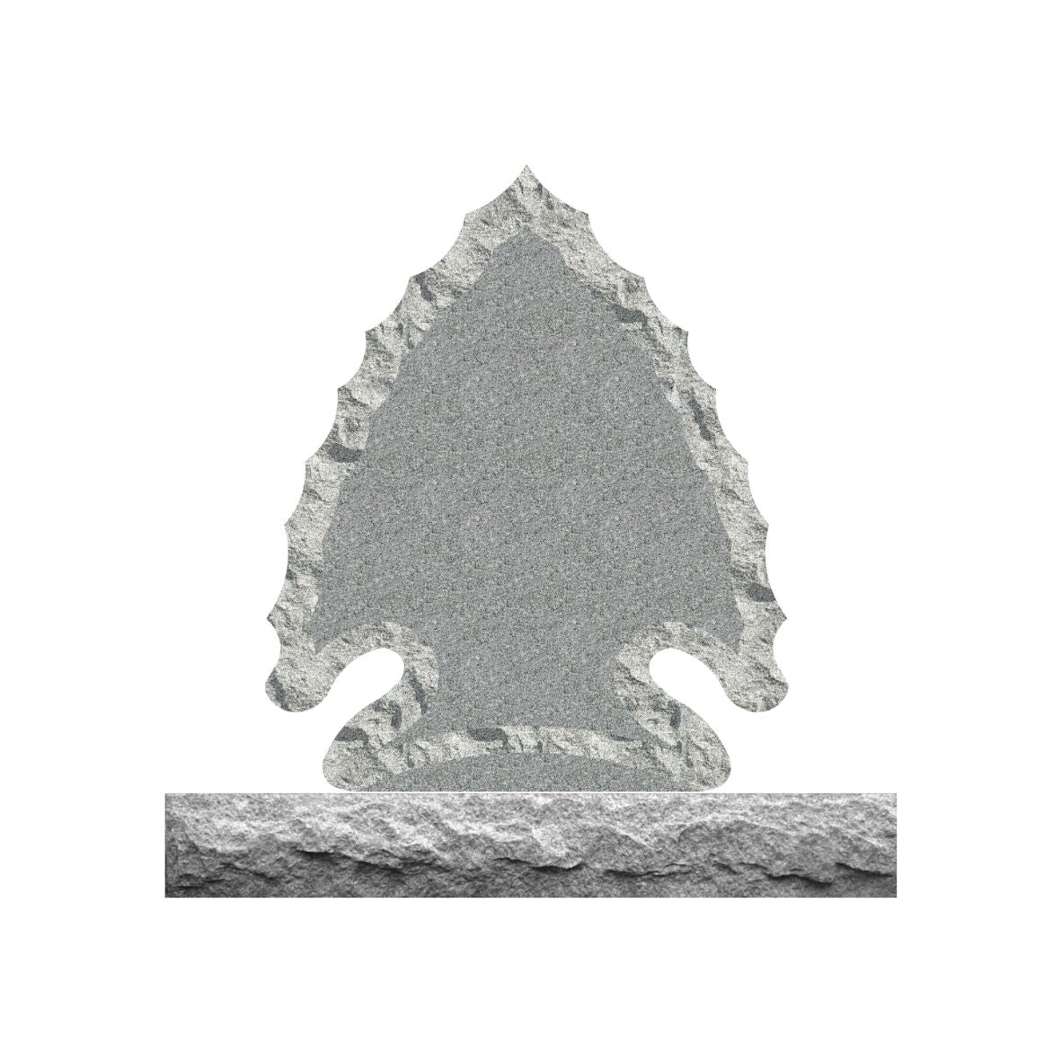 Emerson Monument Company Gray Granite Upright Arrowhead Memorial Headstone with Rustic Shell Rock Border