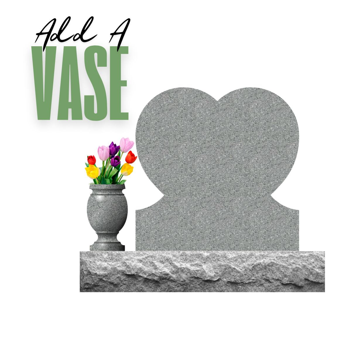 Emerson Monument Company Gray Granite Upright Heart Shaped Memorial With Vase