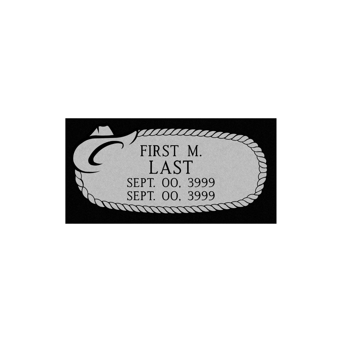 24" x 12" x 4" Black Granite Flat Memorial Marker- (ONE PERSON)(additional designs available)