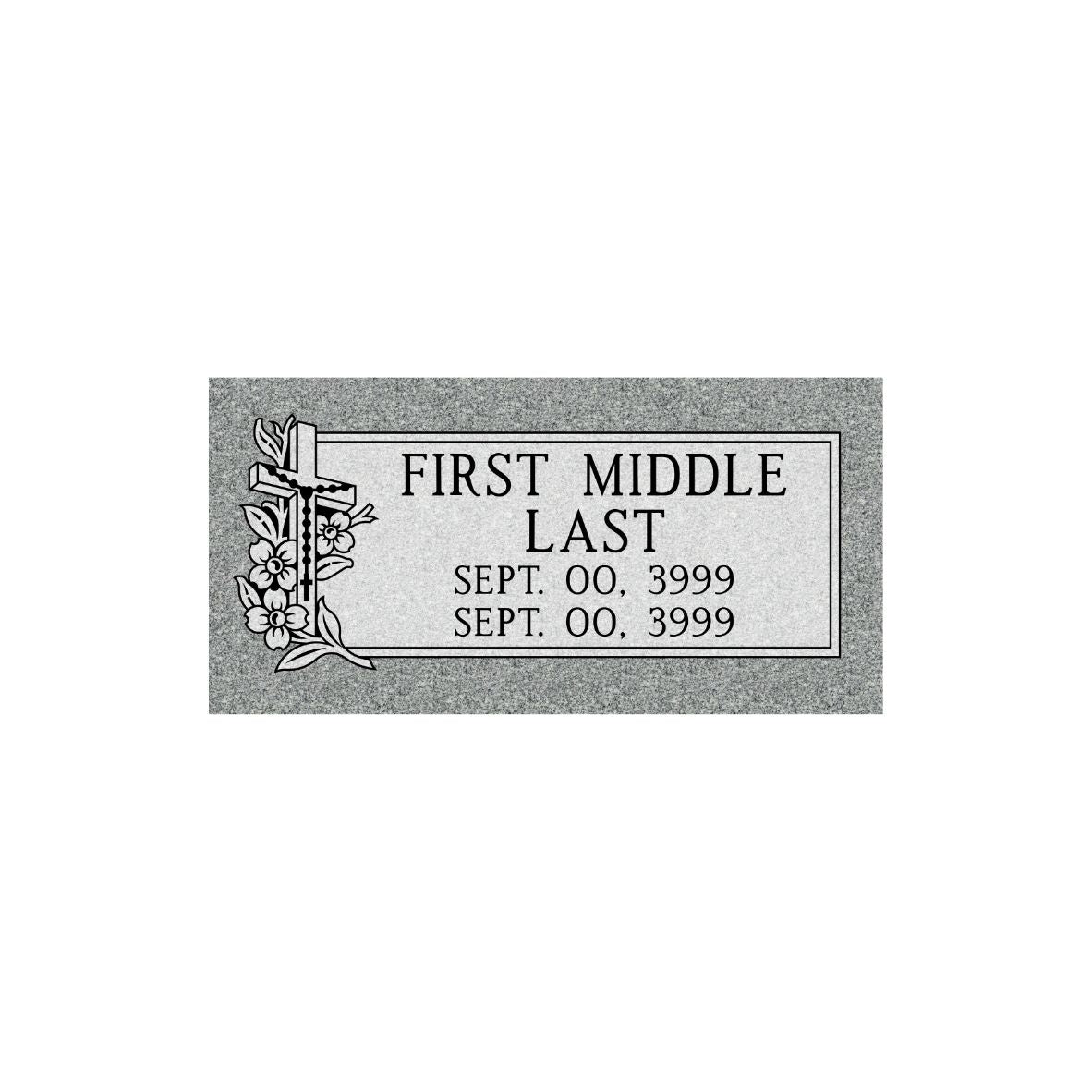 Gray Granite Adult Standard Single Bevel Marker 24" x 12"- (ONE PERSON)(additional designs available)