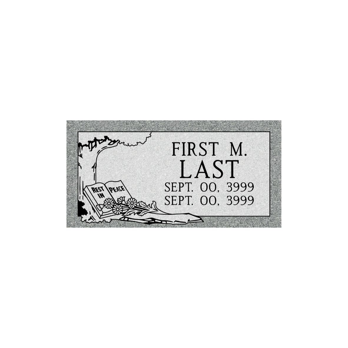 Gray Granite Adult Standard Single Bevel Marker 24" x 12"- (ONE PERSON)(additional designs available)