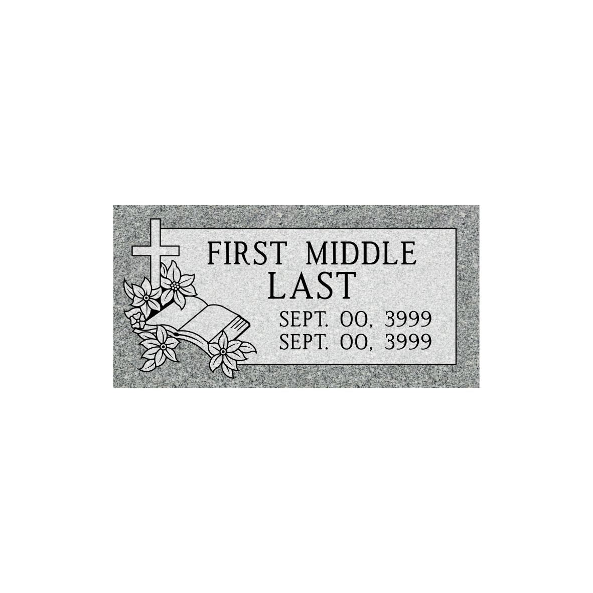 Standard Single Flat Marker 24"x12"x4" Gray Granite Flat Cemetery Marker - (ONE PERSON)(additional designs available) (Copy)