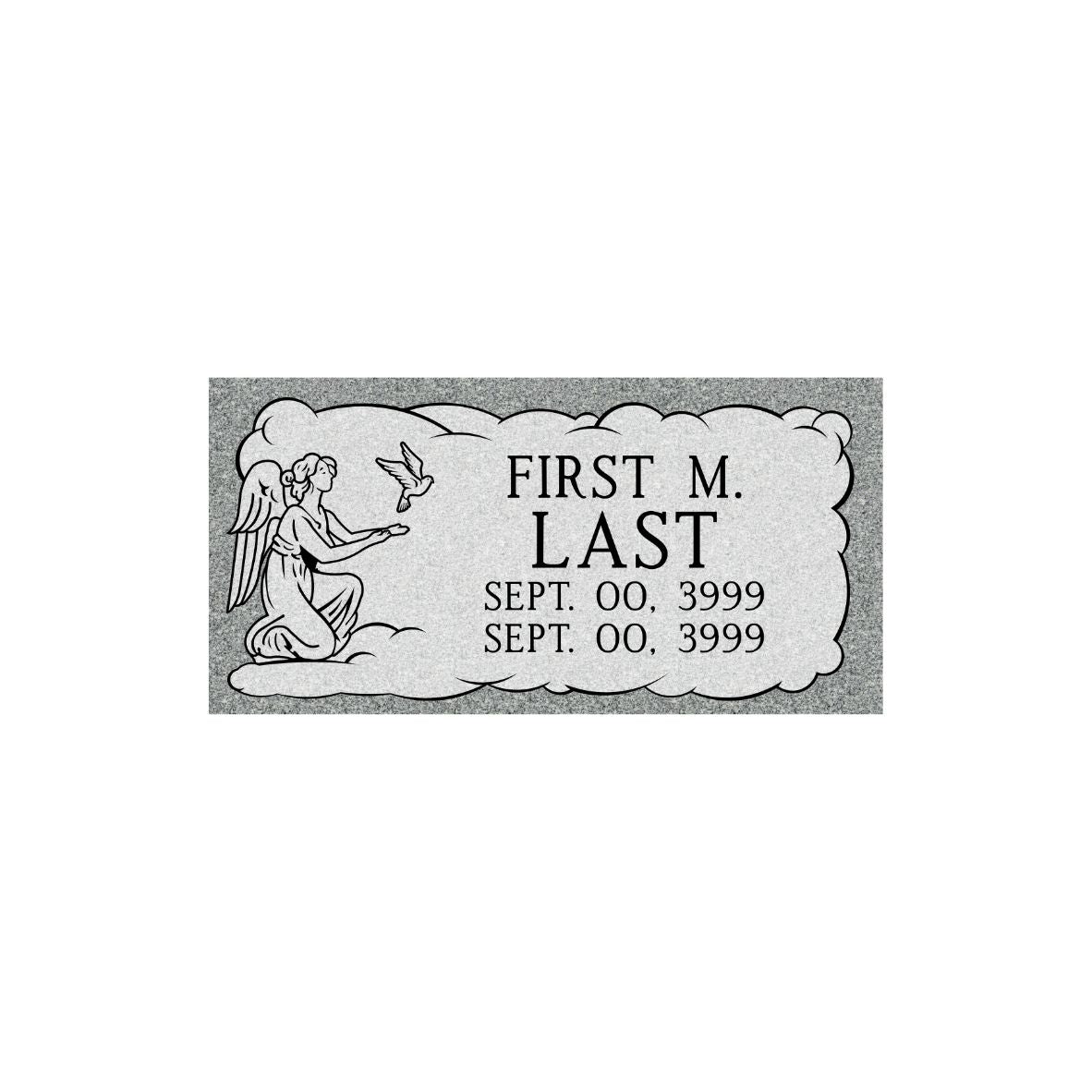 Gray Granite Adult Standard Single Bevel Marker 24" x 12"- (ONE PERSON)(additional designs available)