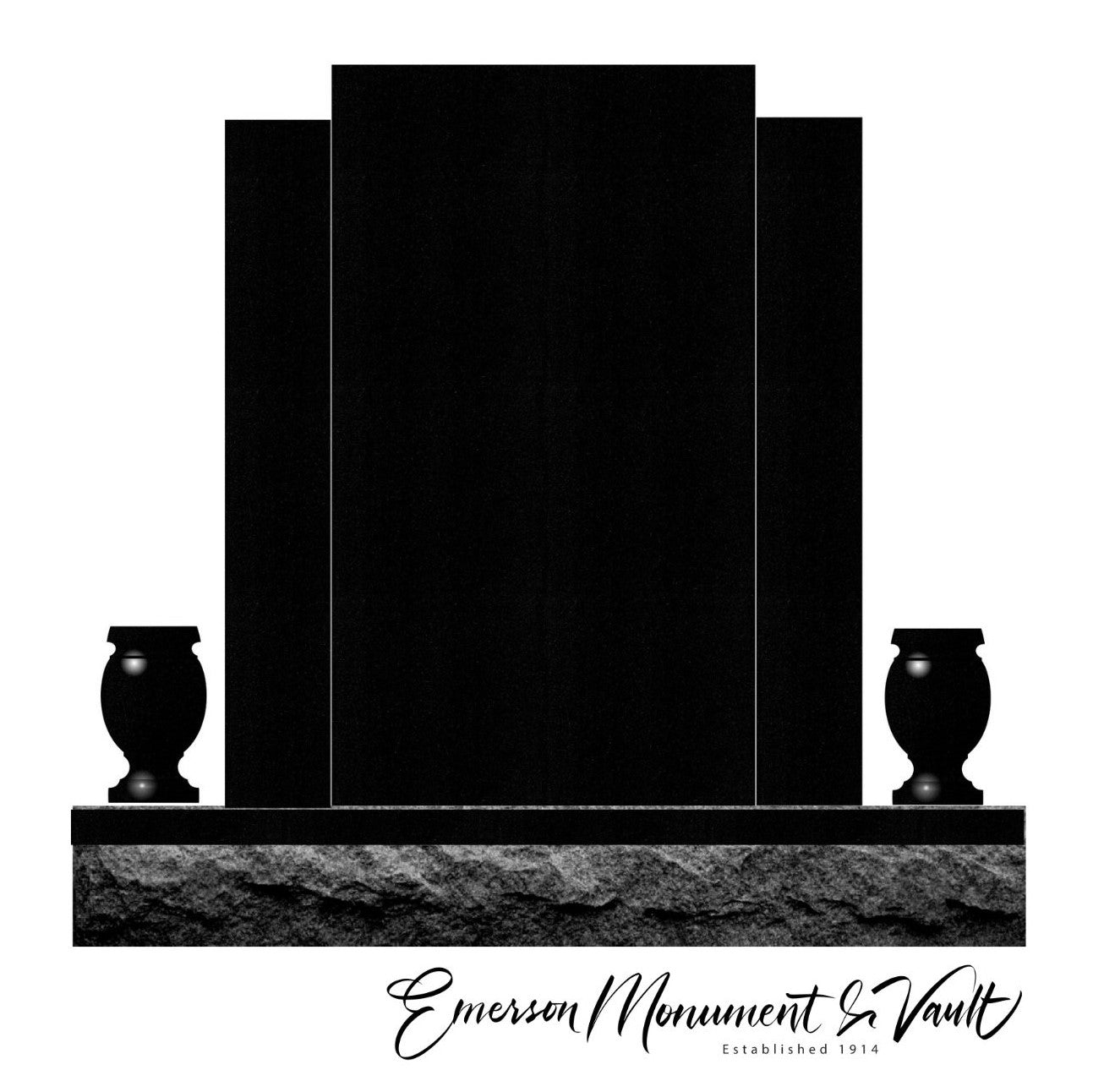 Emerson Monument Company Tall and Stately in Black Granite Upright Cemetery Memorial