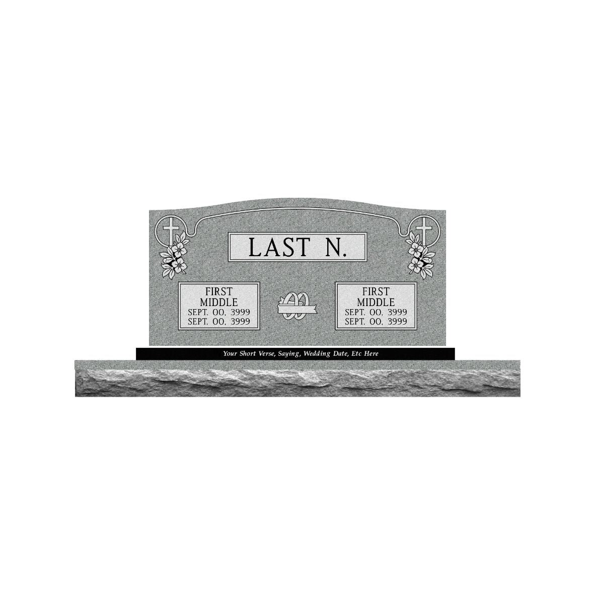 Emerson Monument Company Upright Gray Memorial Headstone with Sub Base DD 4020 01