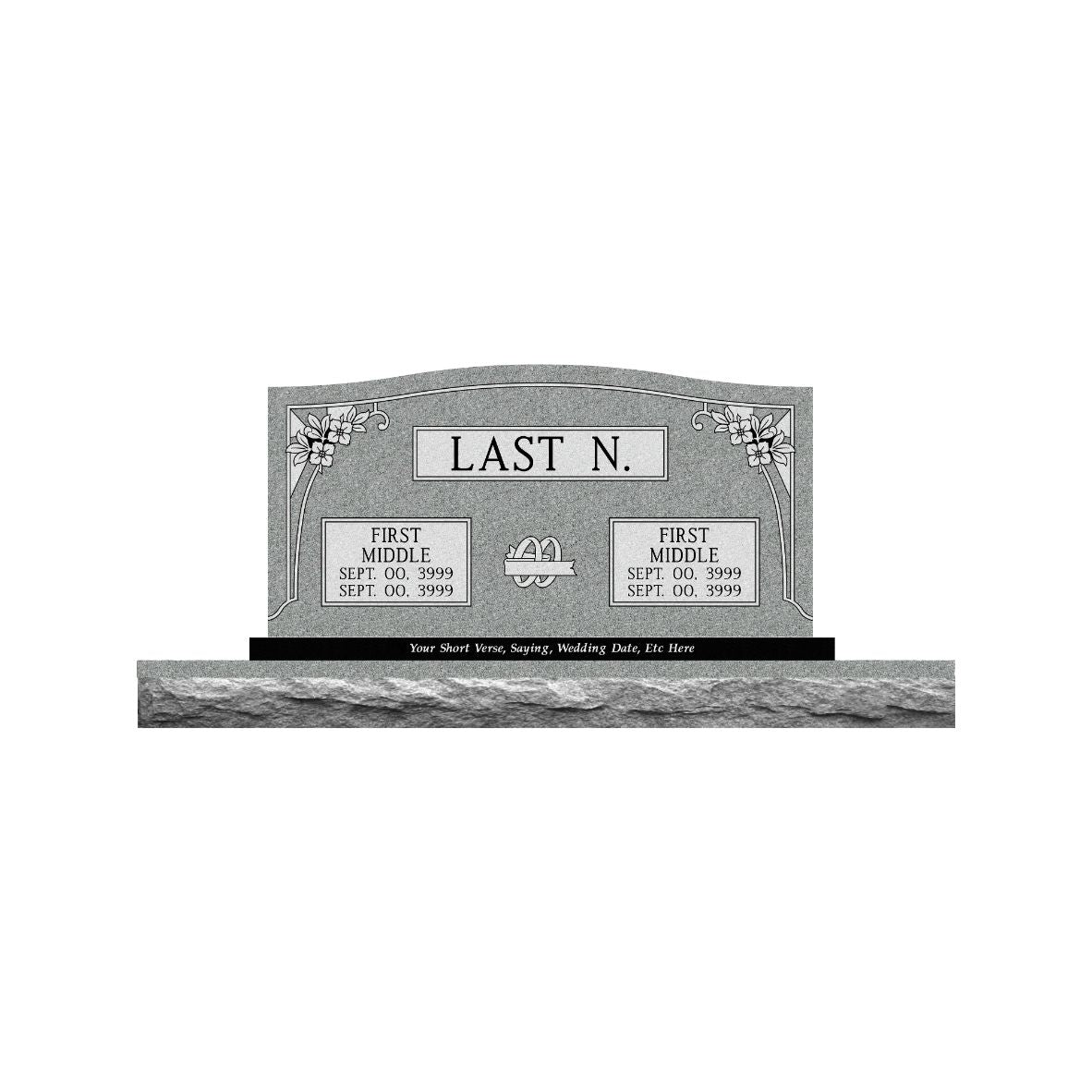 Emerson Monument Company Upright Gray Memorial Headstone with Sub Base DD 4020 02
