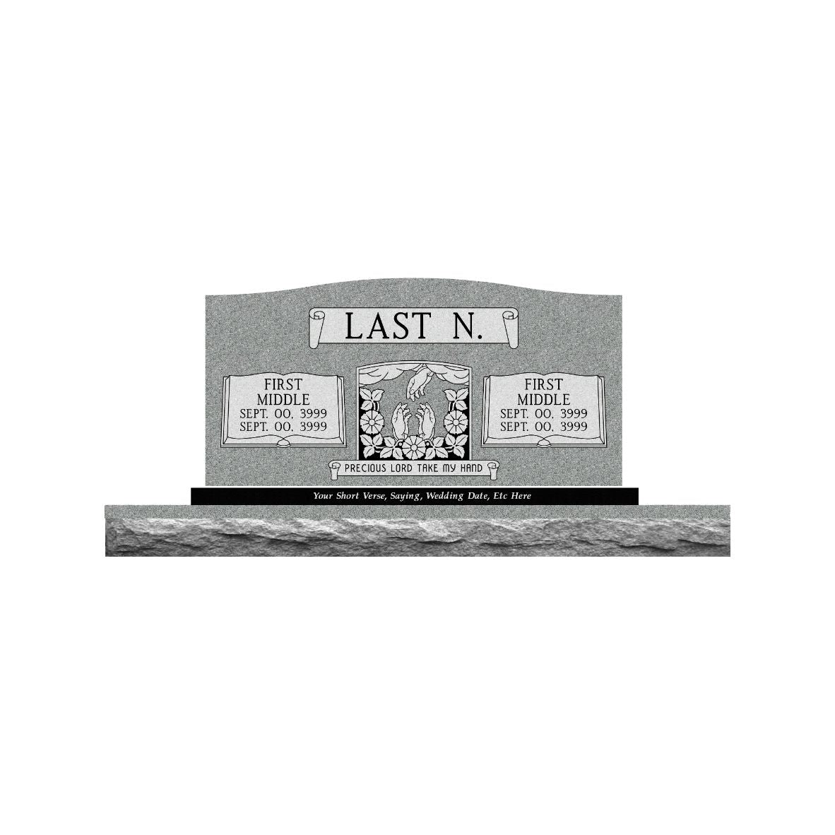 Emerson Monument Company Upright Gray Memorial Headstone with Sub Base DD 4020 05