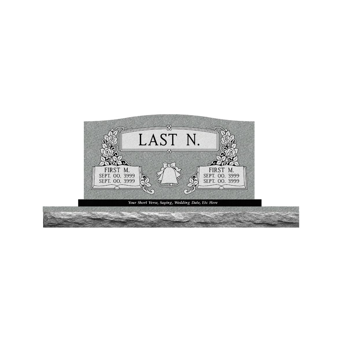 Emerson Monument Company Upright Gray Memorial Headstone with Sub Base DD 4020 12