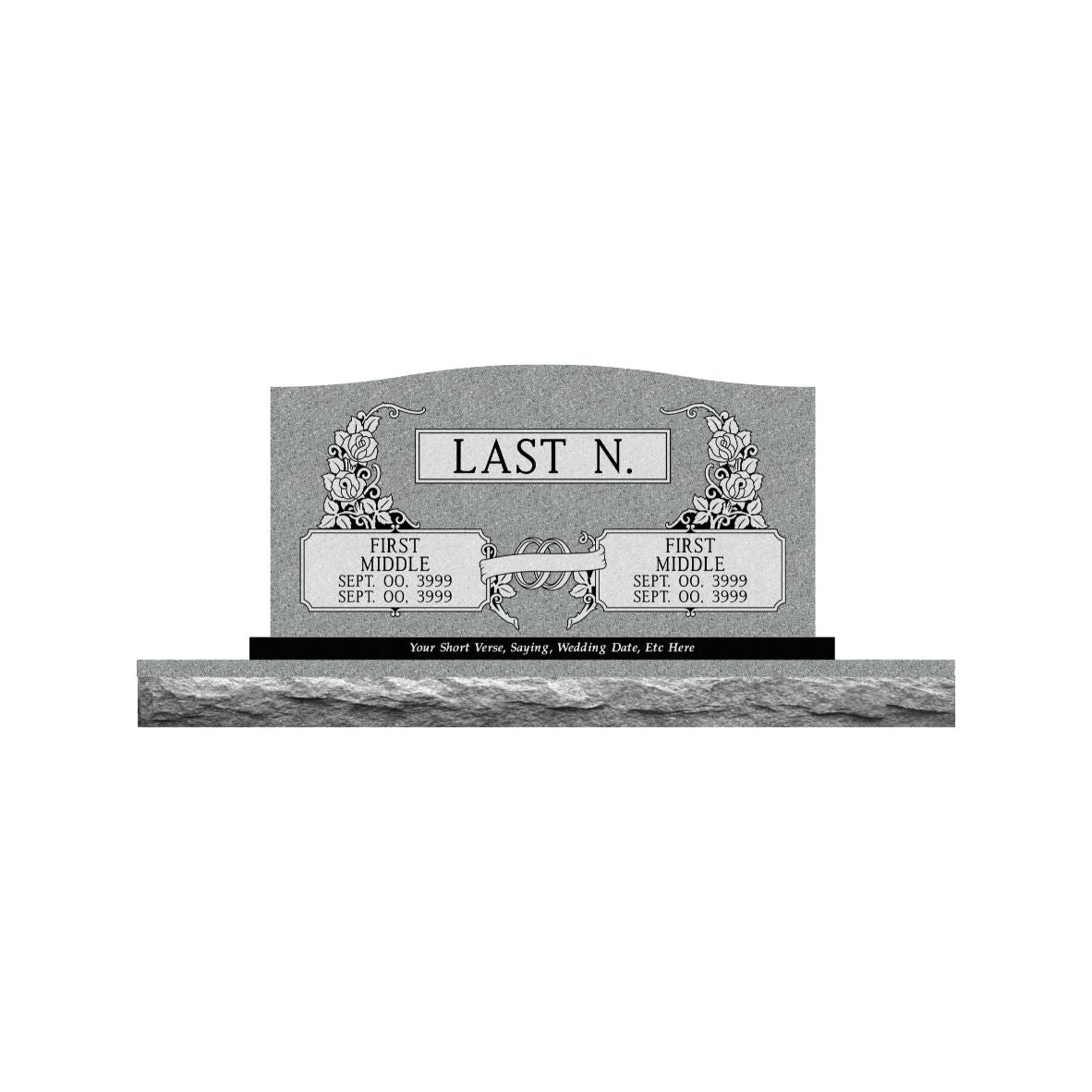 Emerson Monument Company Upright Gray Memorial Headstone with Sub Base DD 4020 13