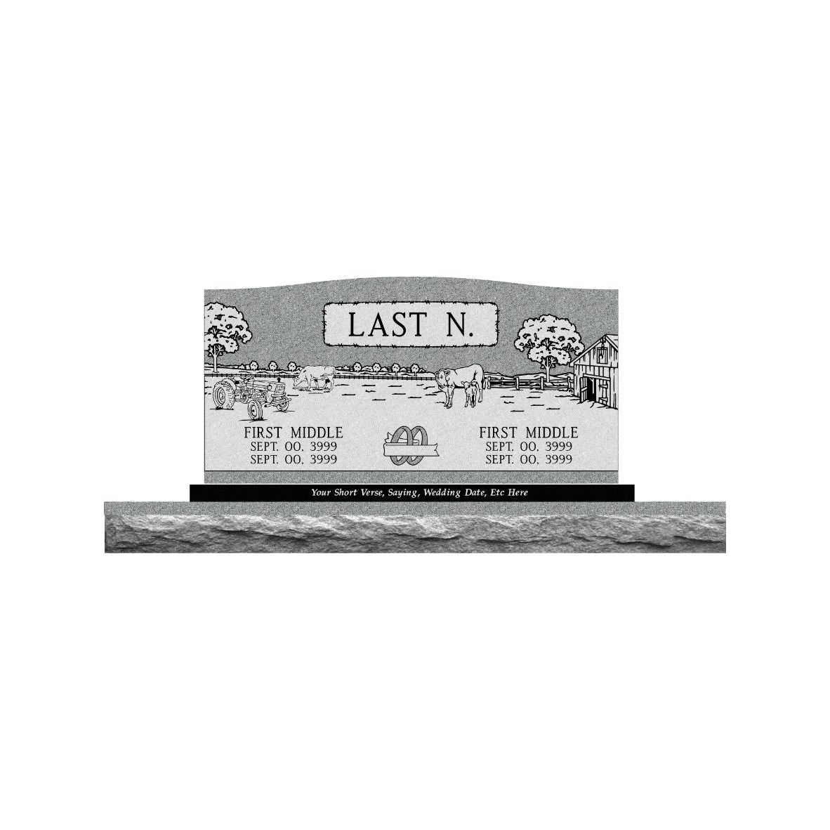 Emerson Monument Company Upright Gray Memorial Headstone with Sub Base DD 4020 24