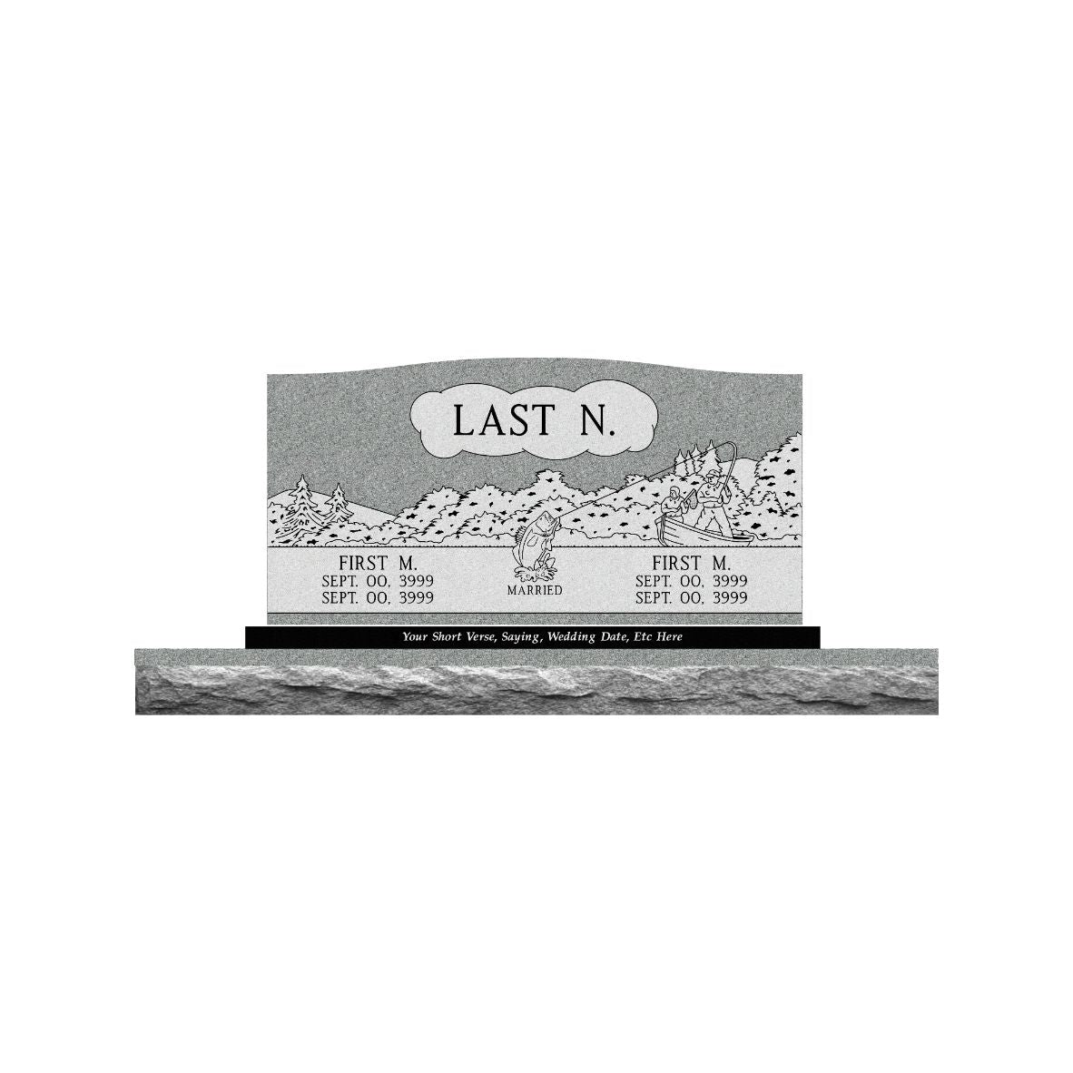 Emerson Monument Company Upright Gray Memorial Headstone with Sub Base DD 4020 25