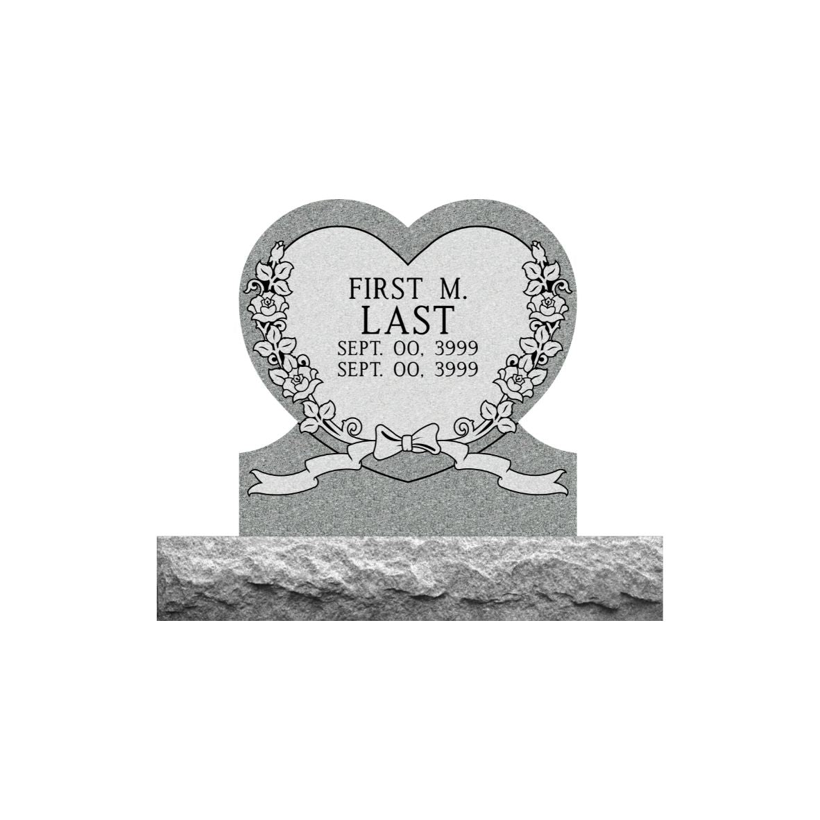 Simple Gray Granite Heart Memorial- (ONE PERSON)(additional designs available))