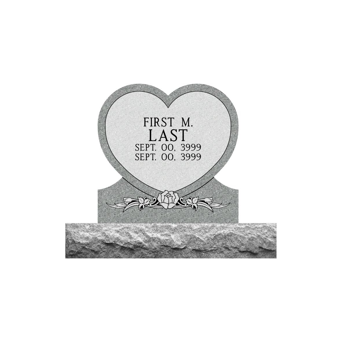 Simple Gray Granite Heart Memorial- (ONE PERSON)(additional designs available))