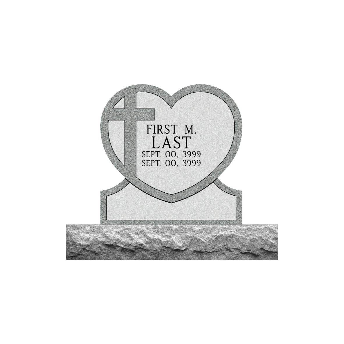 Simple Gray Granite Heart Memorial- (ONE PERSON)(additional designs available))