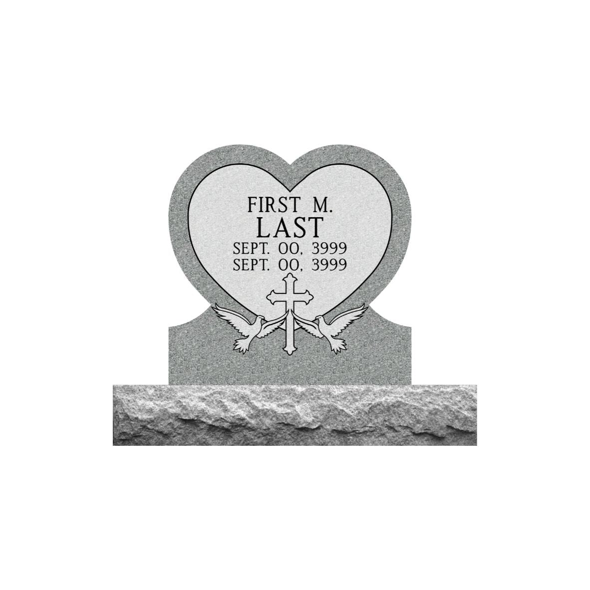 Simple Gray Granite Heart Memorial- (ONE PERSON)(additional designs available))