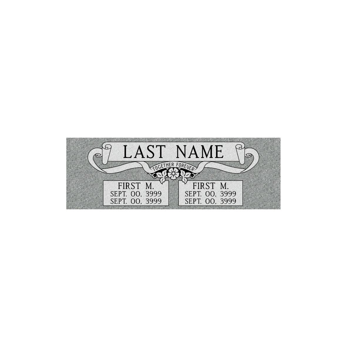 Medium Double Flat Cemetery Marker 42"x14"- (TWO PEOPLE)(additional designs available)