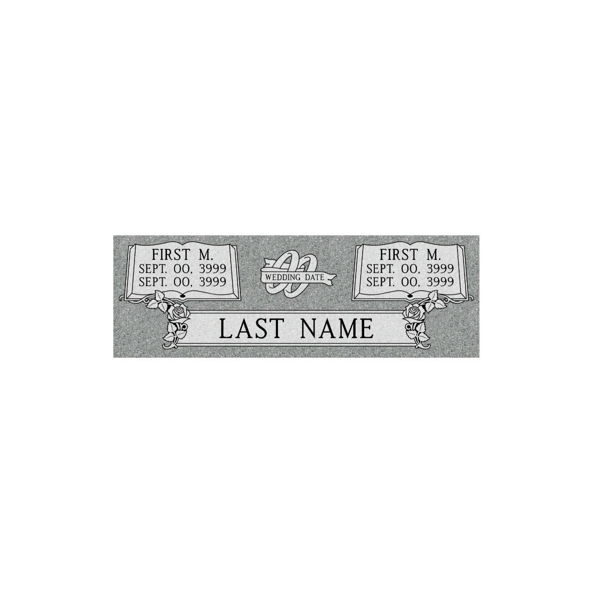Medium Double Flat Cemetery Marker 42"x14"- (TWO PEOPLE)(additional designs available)