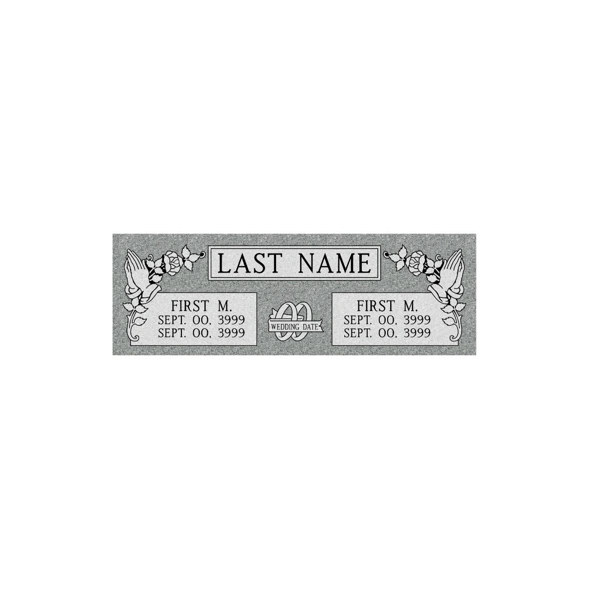 Medium Double Flat Cemetery Marker 42"x14"- (TWO PEOPLE)(additional designs available)