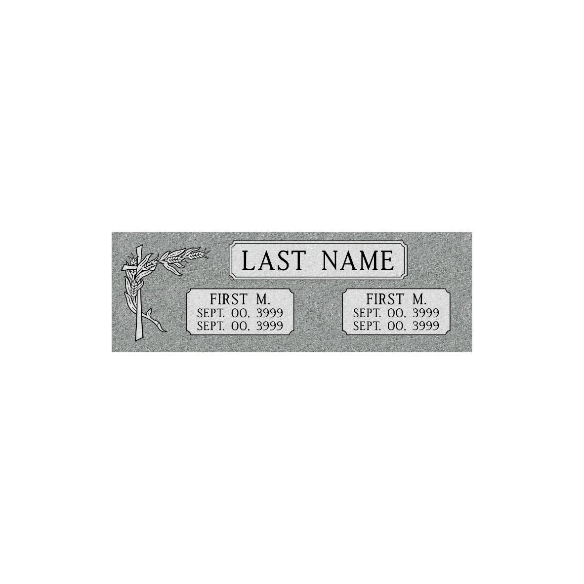Medium Double Flat Cemetery Marker 42"x14"- (TWO PEOPLE)(additional designs available)