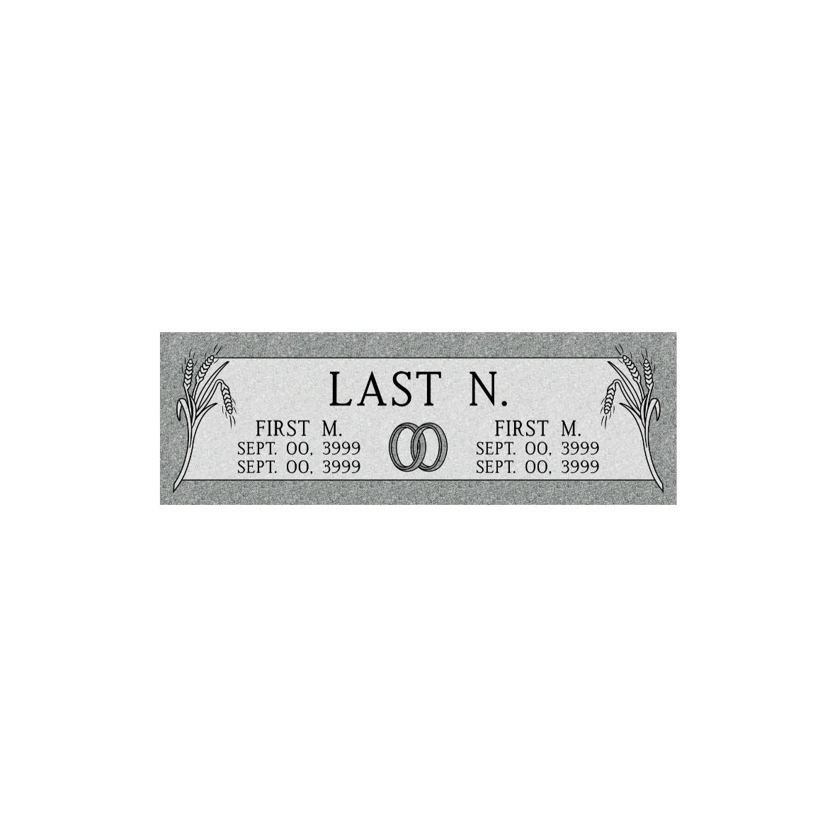 Medium Double Flat Cemetery Marker 42"x14"- (TWO PEOPLE)(additional designs available)