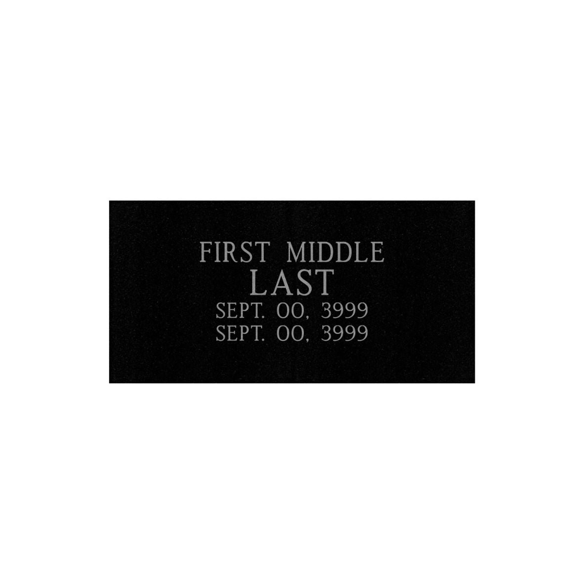 Black Granite Adult Standard Single Bevel Marker 24" x 12"- (ONE PERSON)(additional designs available)