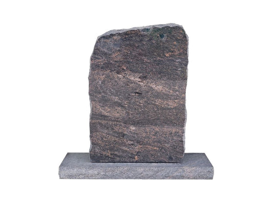 Emerson Monument Company Alto Boulder Headstone Memorial in Rustic Brown Granite