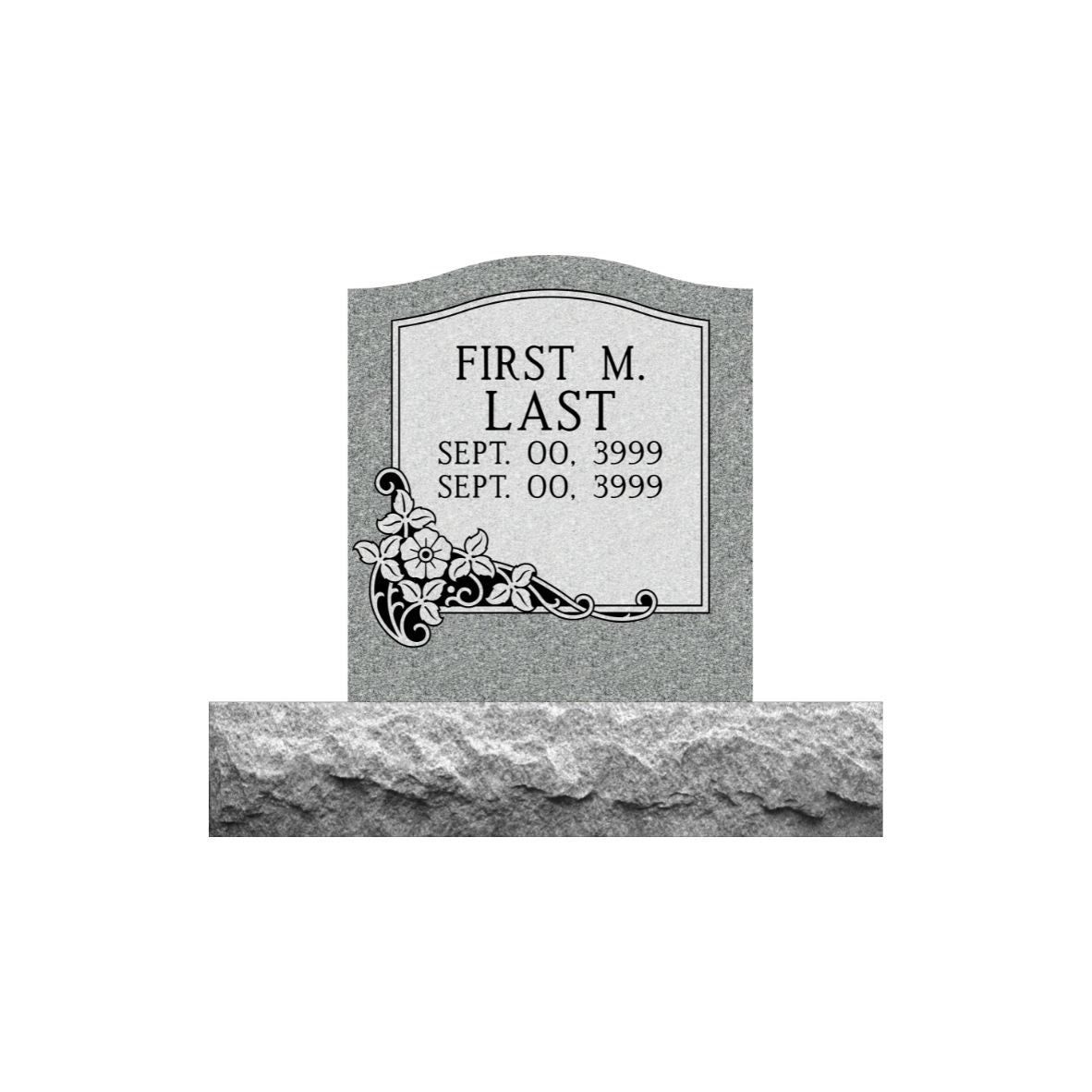 Gray Granite Small Adult Upright Monument Tablet 18"x20"- (ONE PERSON)
