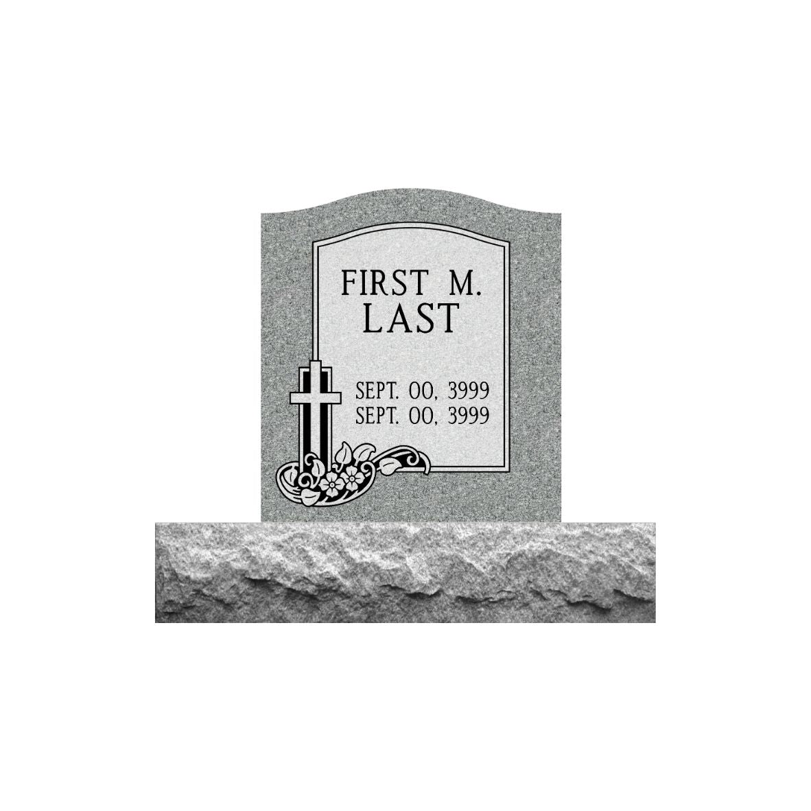 Emerson Monument Company Gray Granite Upright Cemetery Marker Memorial for One Person
