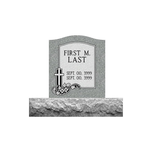 Emerson Monument Company Gray Granite Upright Cemetery Marker Memorial for One Person