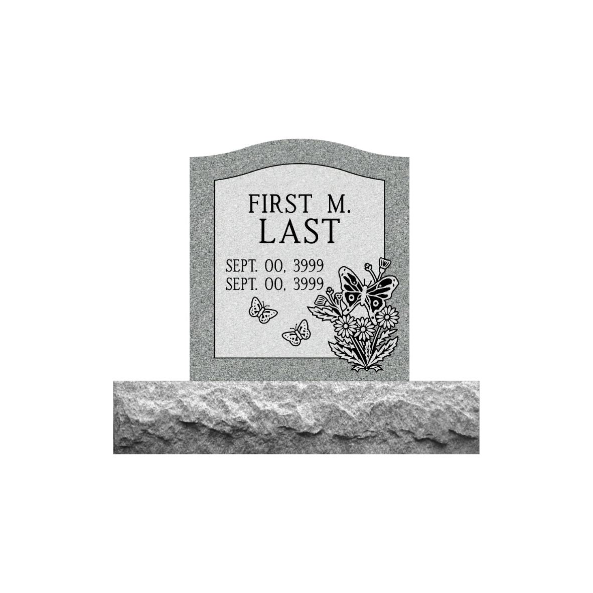 Gray Granite Small Adult Upright Monument Tablet 18"x20"- (ONE PERSON)