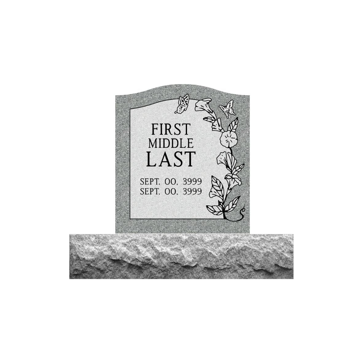 Gray Granite Small Adult Upright Monument Tablet 18"x20"- (ONE PERSON)