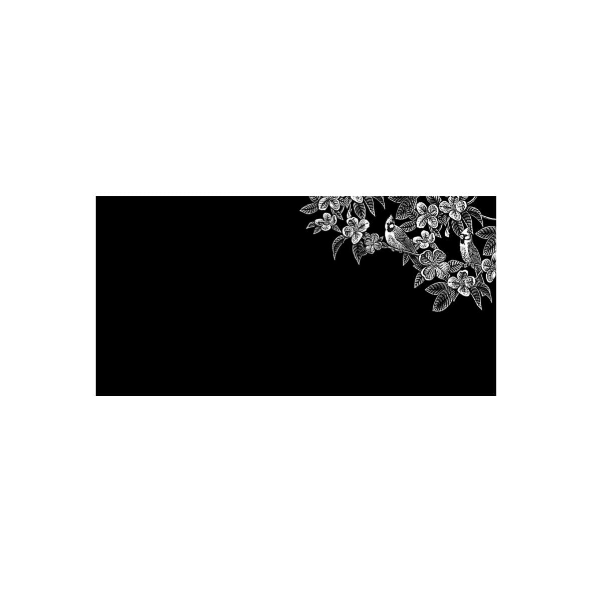 Emerson Monument Company 2x1 Black Granite Cemetery  Marker With Cardinals and Dogwoods