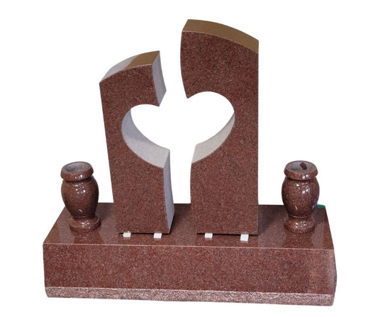 Emerson Monument Company Air Heart Memorial Headstone in India Red Granite